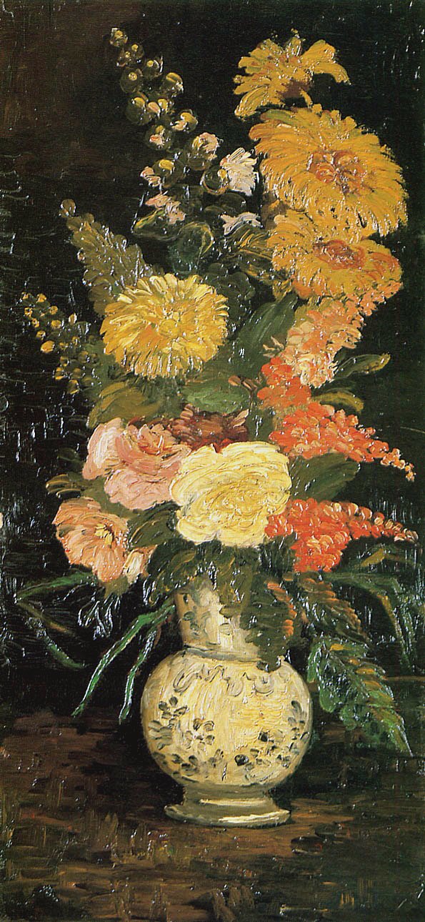 Vase with Asters, Salvia and Other Flowers