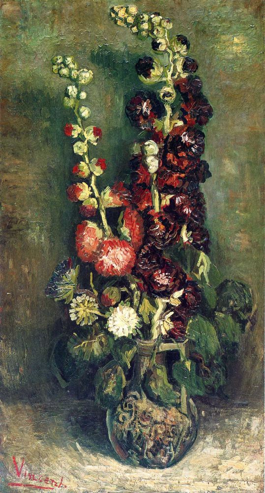 Vase with Holyhocks