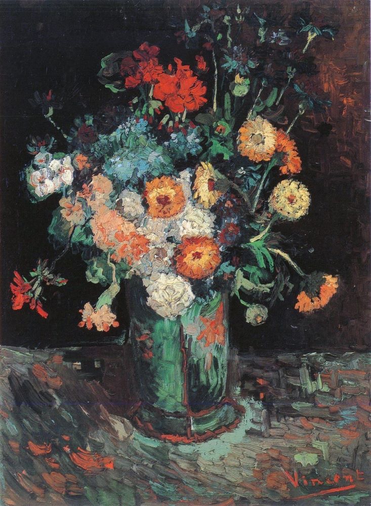 Vase with Zinnias and Geraniums, 1886