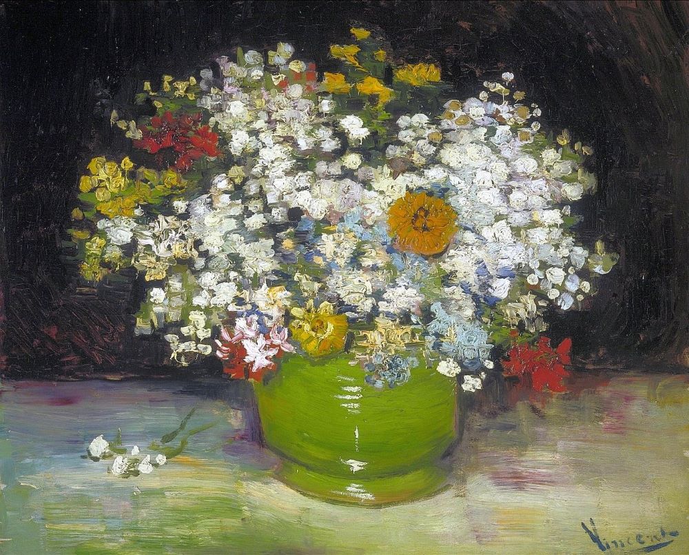 Vase with Zinnias and Other Flowers, 1886