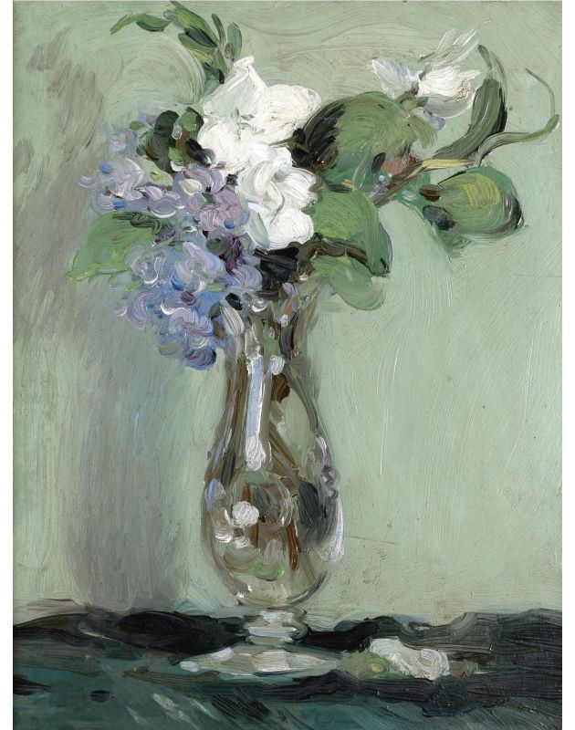 Primroses in a Glass Vase