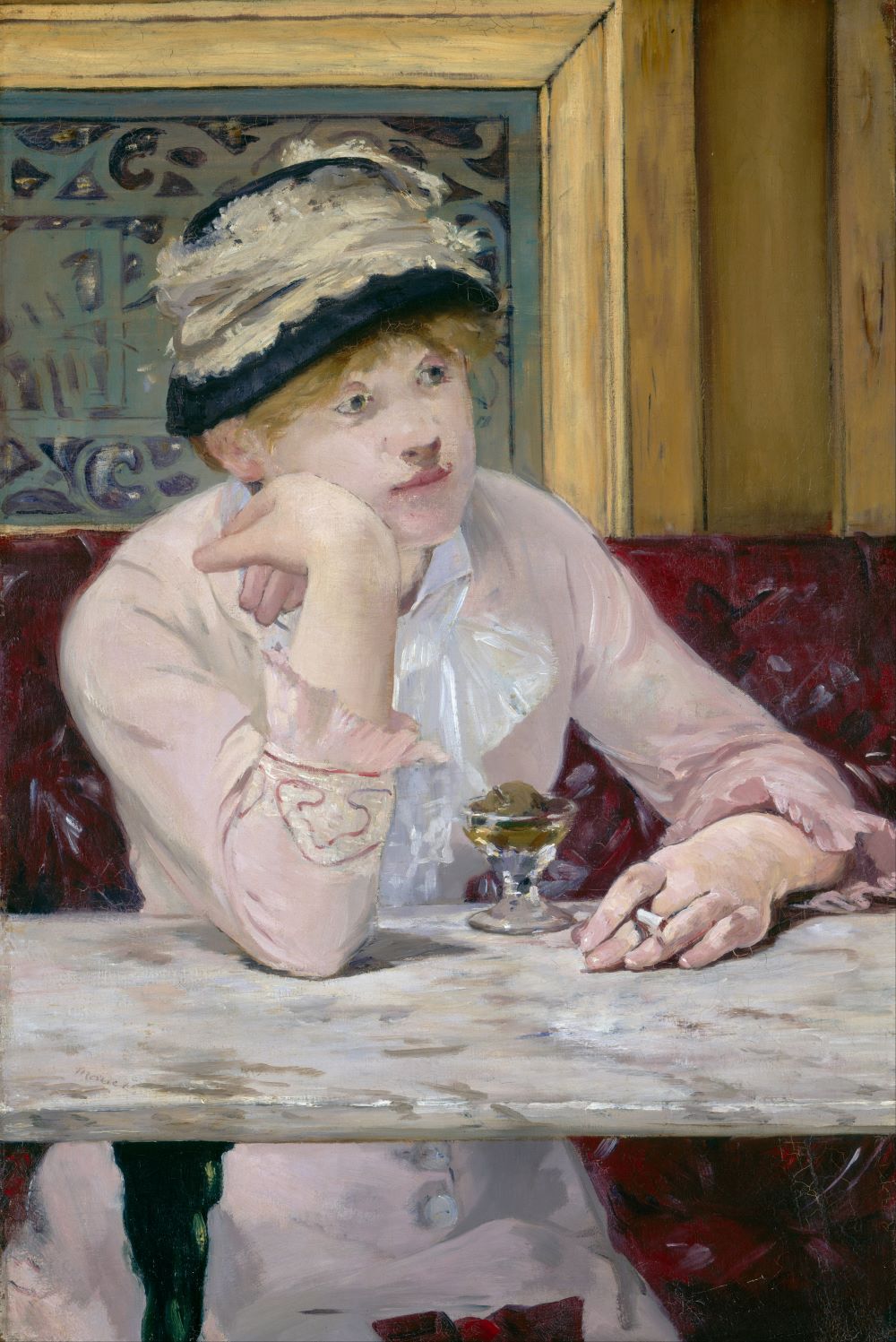 The woman smoking on the balcony