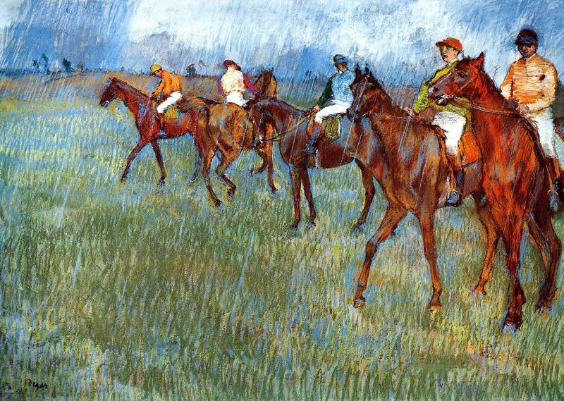 Jockeys in the Rain 