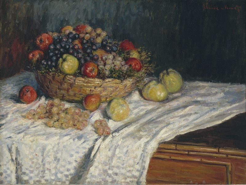 Fruit Basket with Apples and Grapes, 1879 