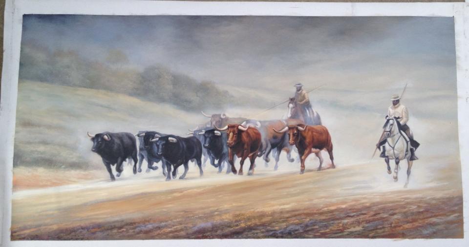 Bull oil painting