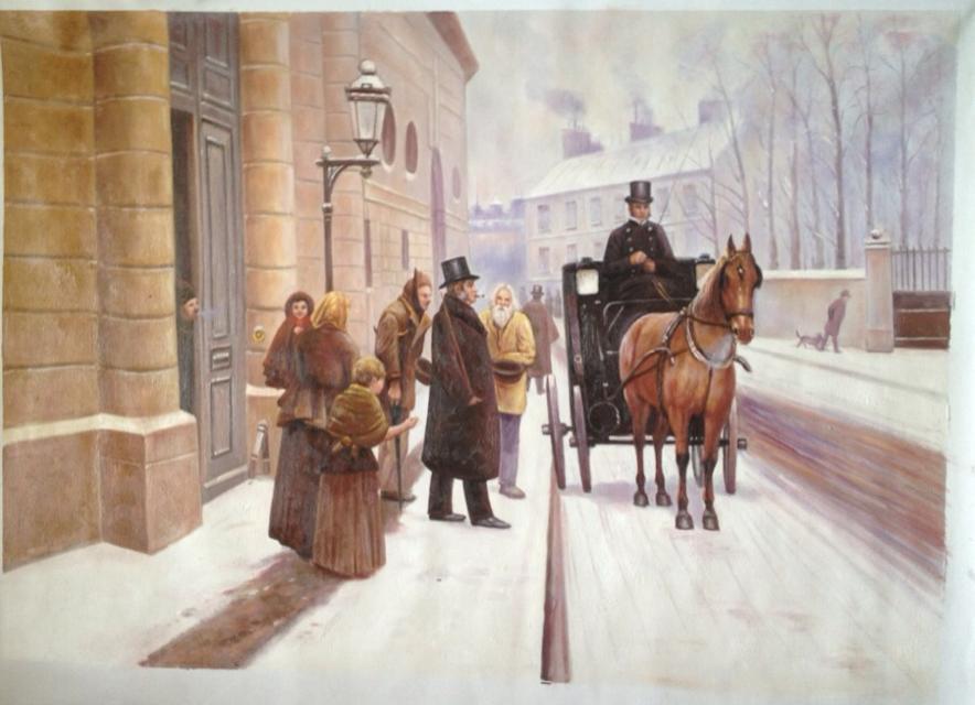 Victorian Winter Street: Horse - Drawn Carriage Art Tribute