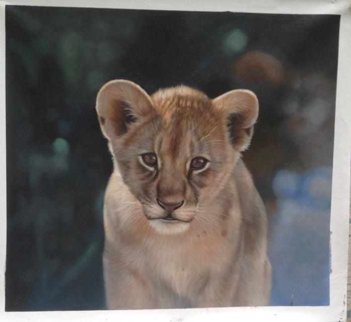 Realistic Lion Cub Painting