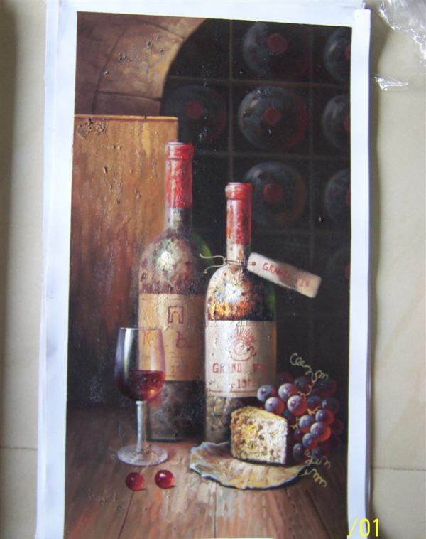 Realistic Wine Still Life Painting - Bottles, Grapes & Cheese Art
