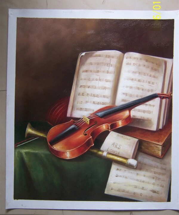 violin and music sheet