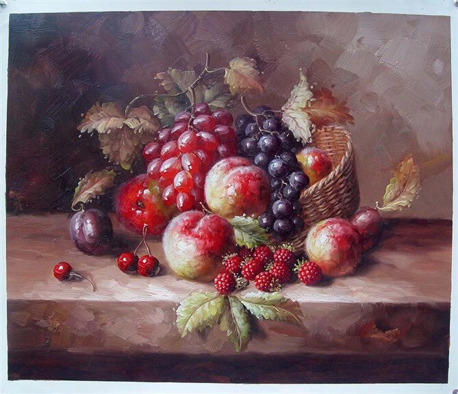 Realistic Fruit Still Life Painting - A Colorful Bounty of Fruits