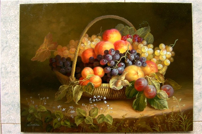  Realistic Fruit Basket Still Life Painting - A Bounty of Fruits Art - 副本
