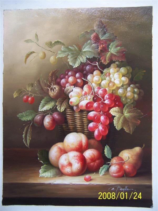 grapes and peaches still life