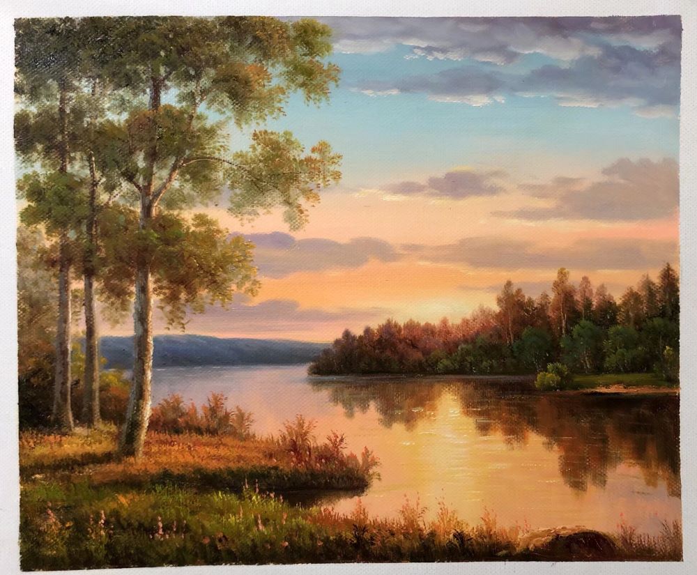 Sunset by the Birch Lake