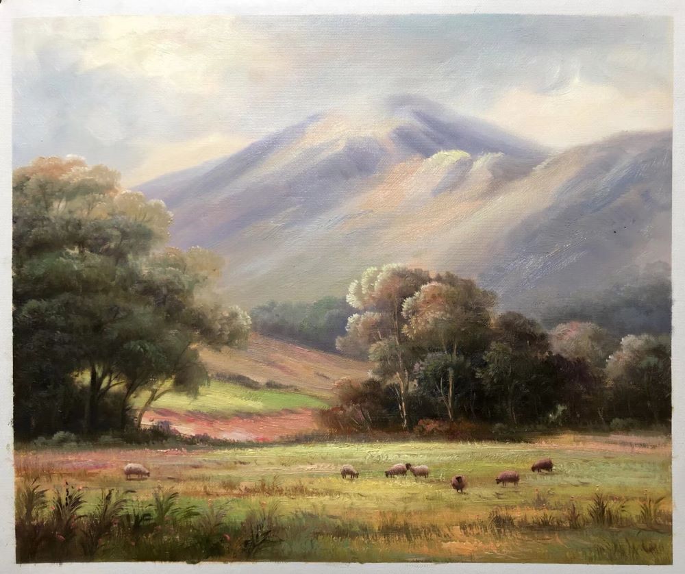 Pastoral Hillside with Sheep