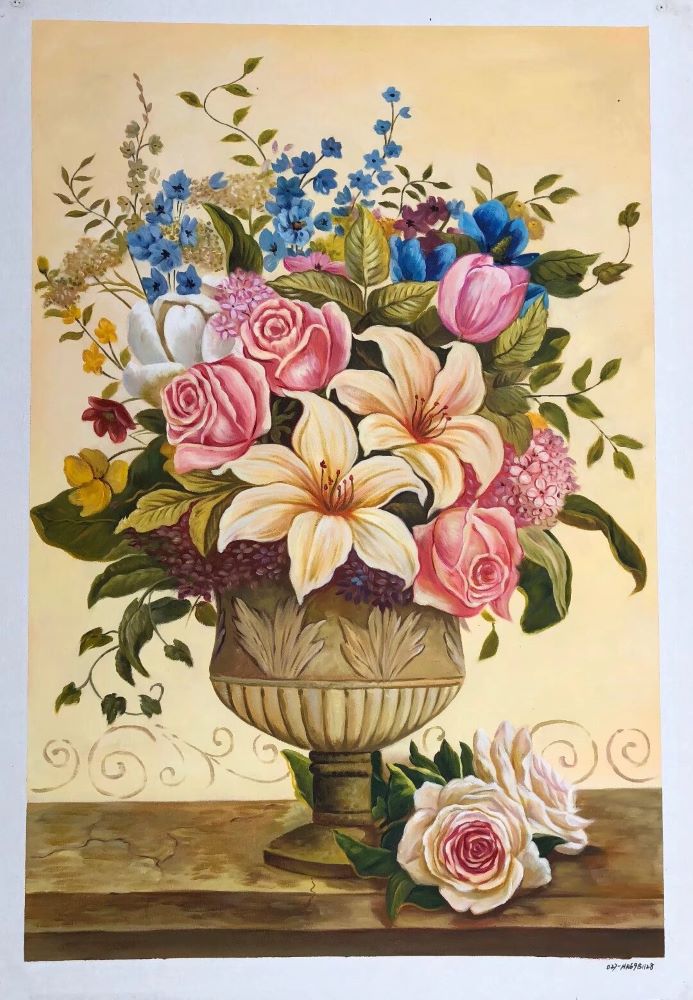 Romantic Floral Still Life Oil Painting