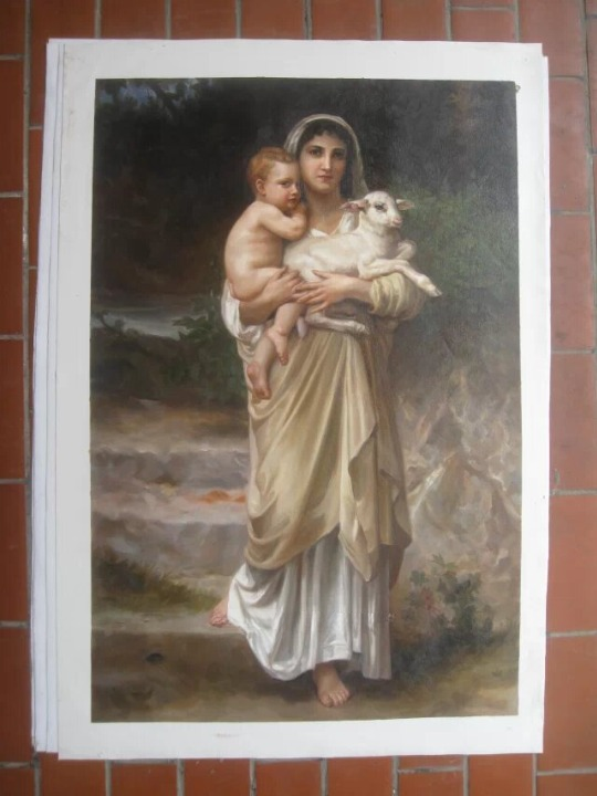 Madonna with Child and Lamb – Sacred Religious Oil Painting
