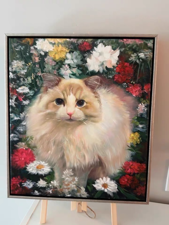 pet cat portrait painting from photo