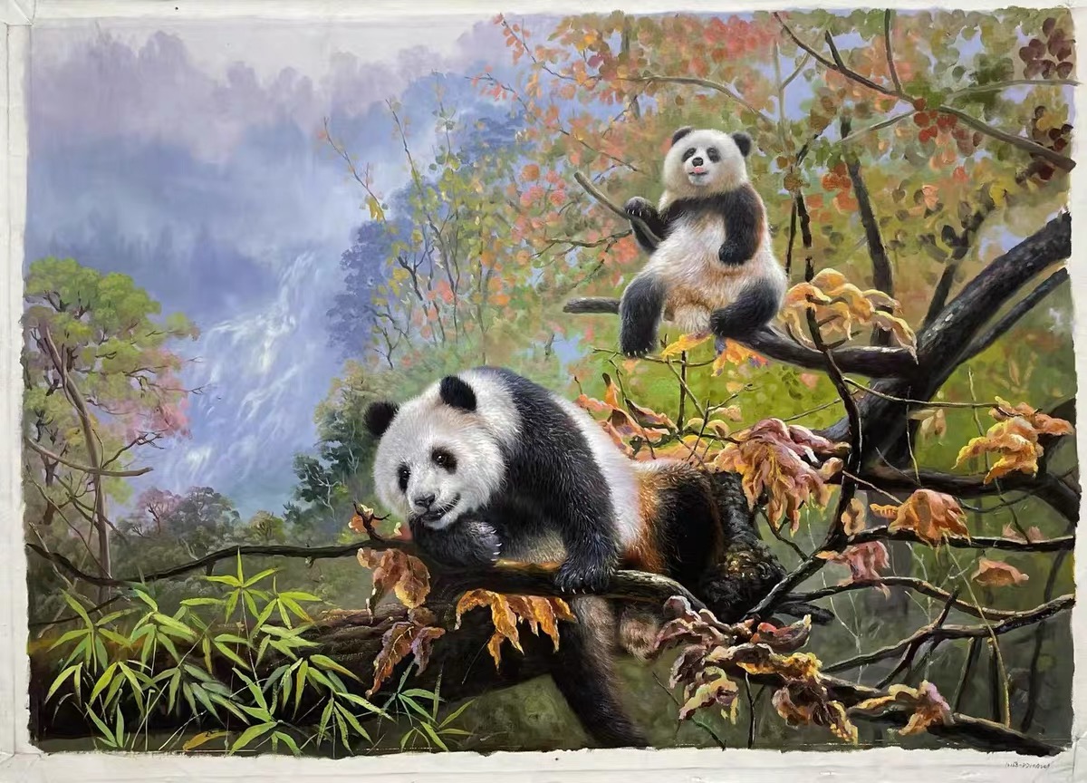 2 pandas' portrait