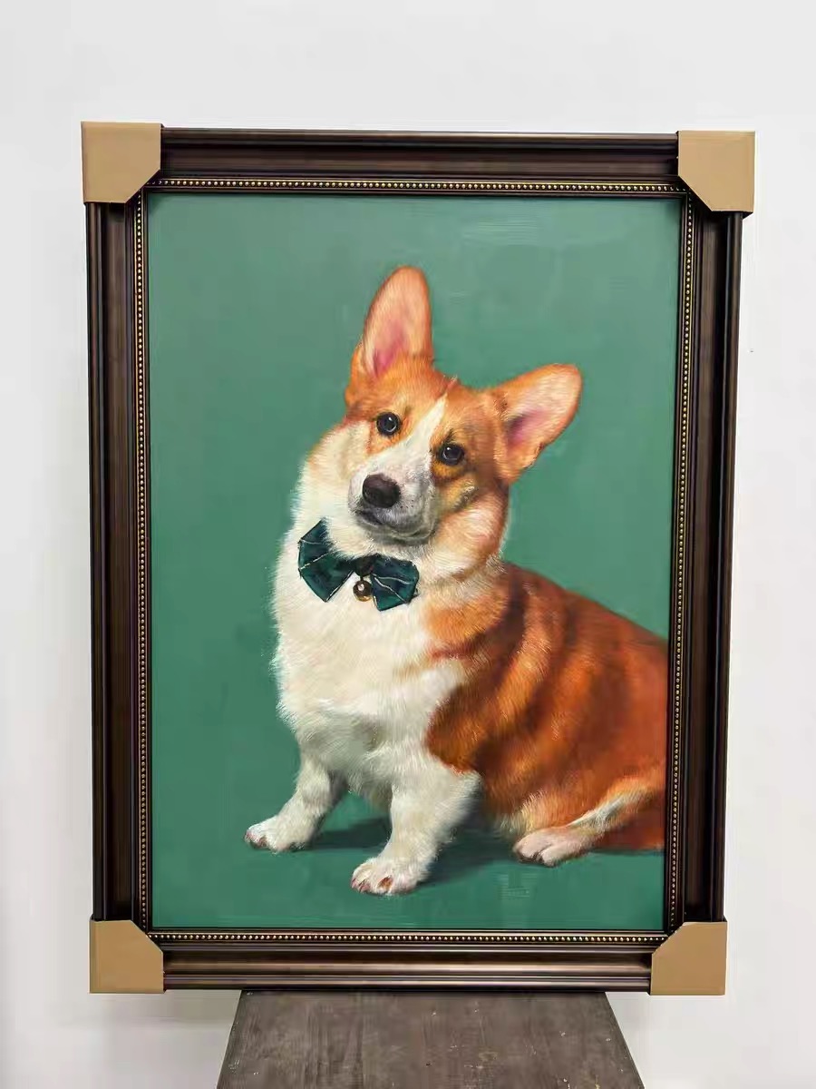 A cute dog portrait Oil Painting Drop shipping