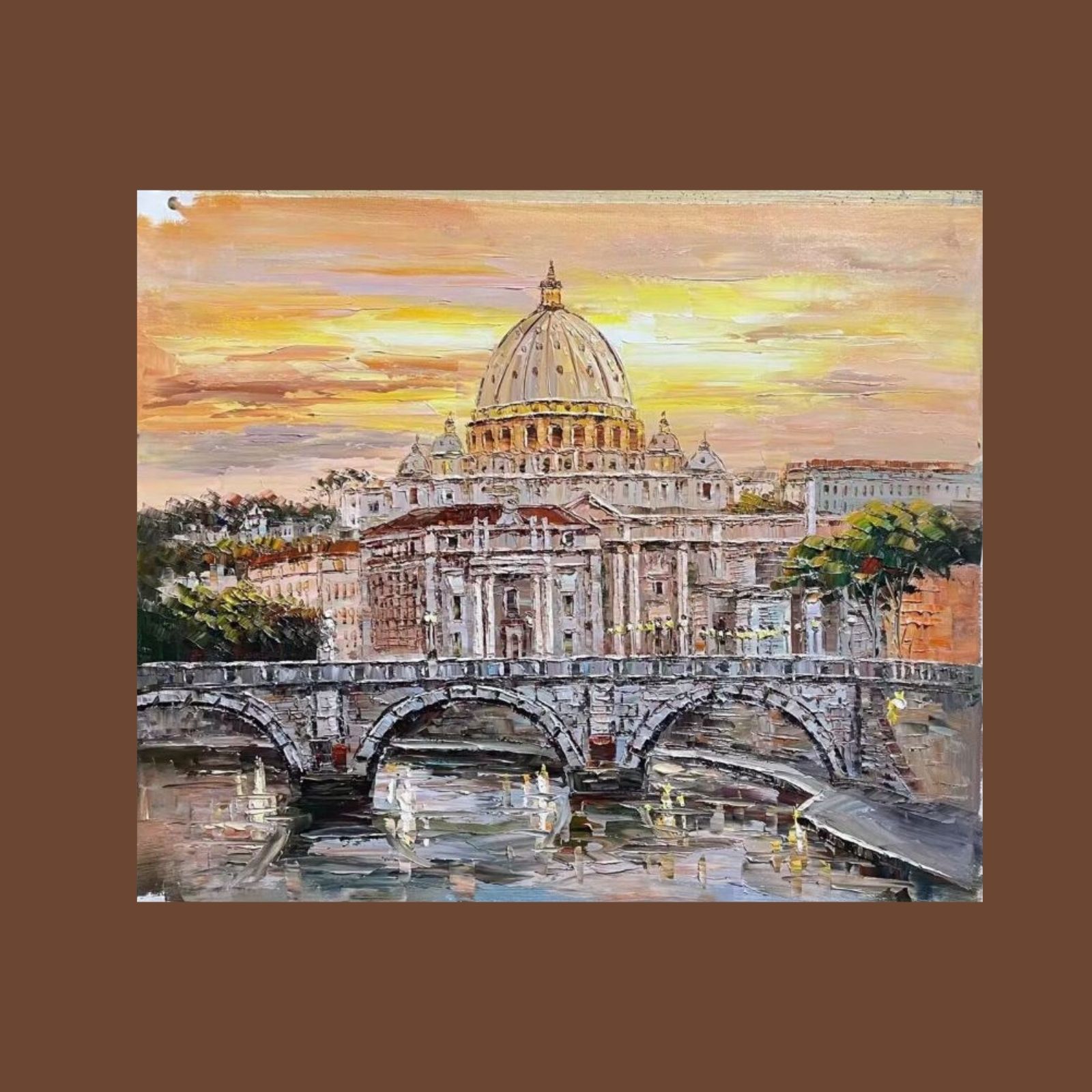 St. Peter’s Basilica Palette Knife Oil Painting – A Timeless Memory of Rome